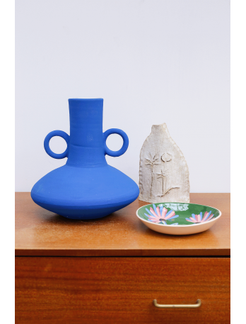 Jarr&oacute;n de cer&aacute;mica azul majorelle. Hecho a mano en Marruecos.