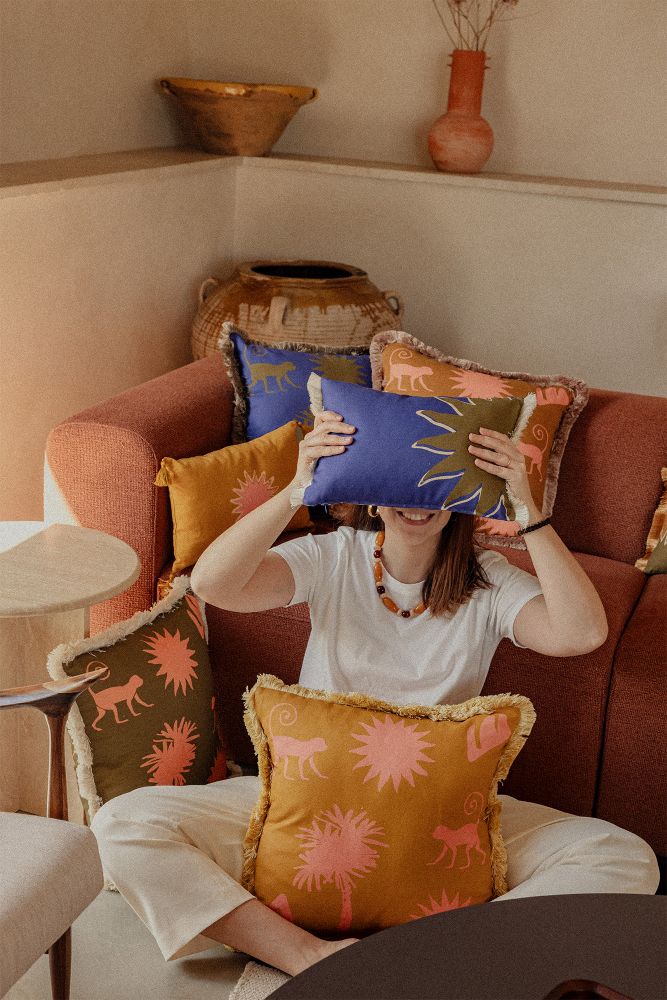 Housse de coussin Nuit Tropicale. Azuri Studio Solaire.