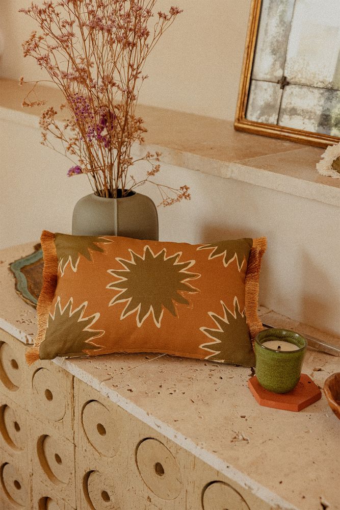 Housse de coussin Soleil Fauve. Azuri Studio Solaire.