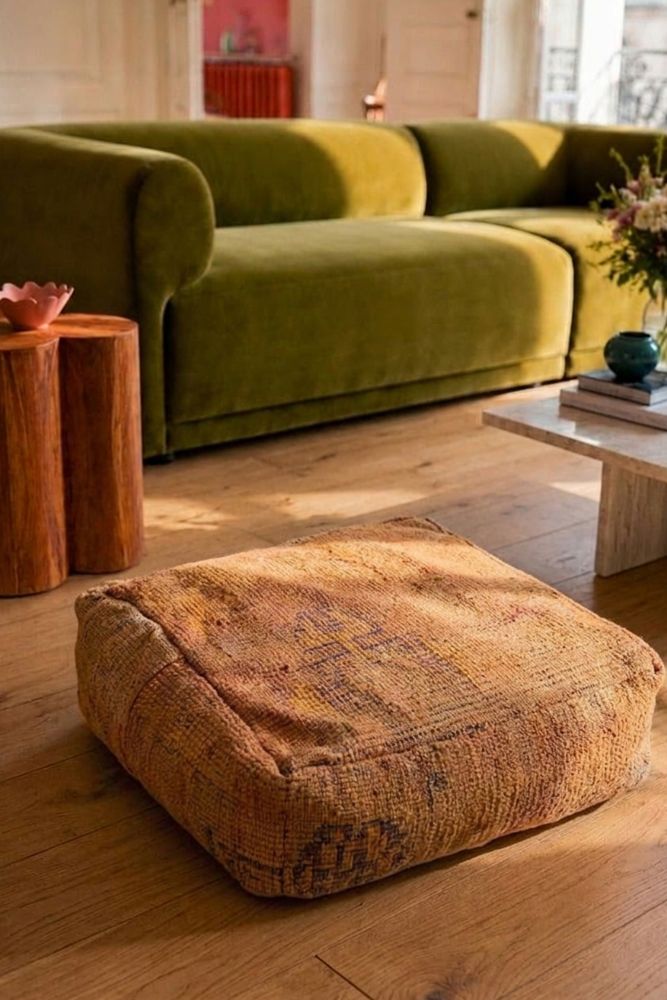 Housse de pouf berbère corail