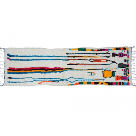 Moyen tapis berbère de couloir coloré en laine Azilal moderne